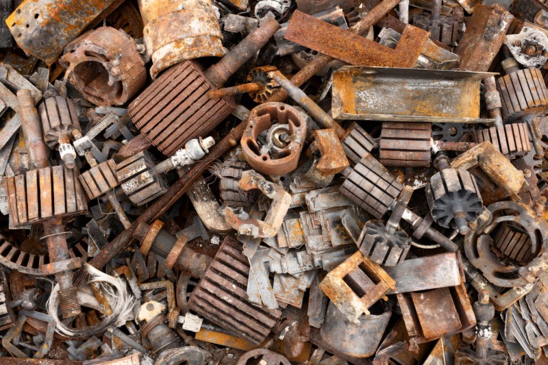 Various rusted scrap metal items